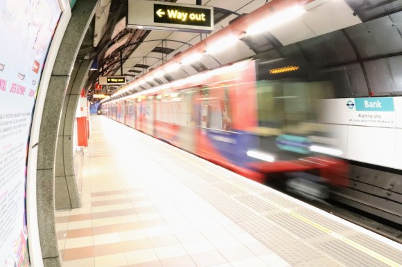 'Mind the Gap' is a picture of the DLR train just coming into the station
