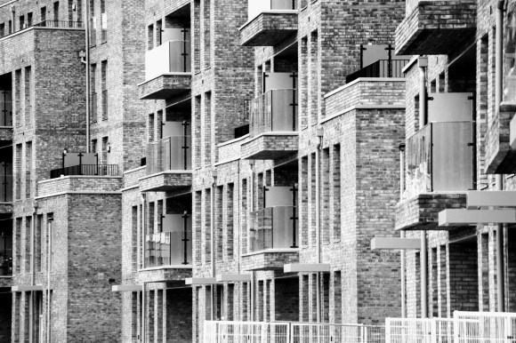 the facade of a new housing block