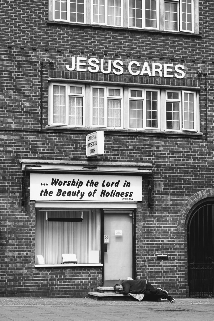 am na sleeping on the doorstep of the Universal Pentecostal Church in Brixton