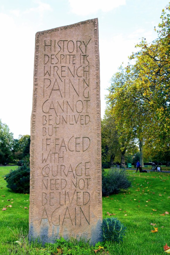 a stone memorial in the grouns of Kennington Park