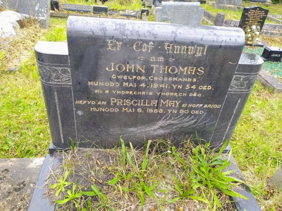 my grandparent's headstone: John Thomas and Priscilla May